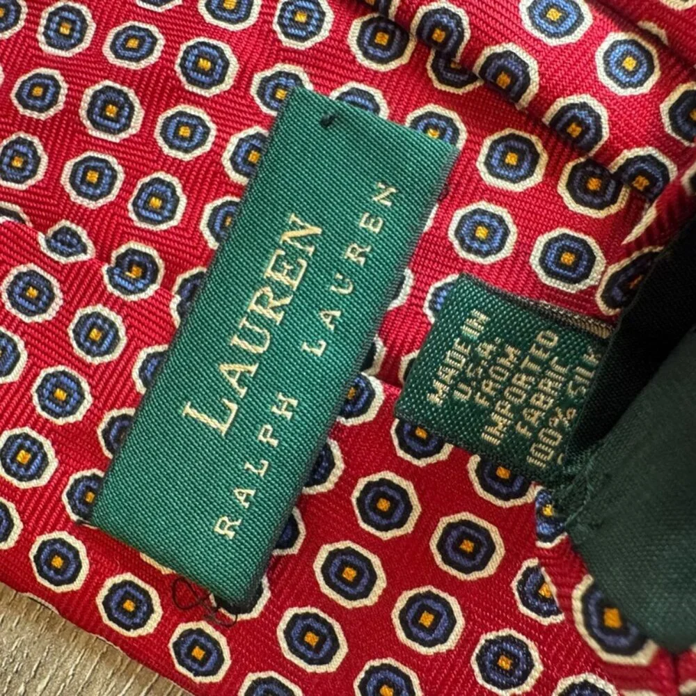 Lauren Ralph Lauren 100% Silk Geometric Multicolor Men's Necktie